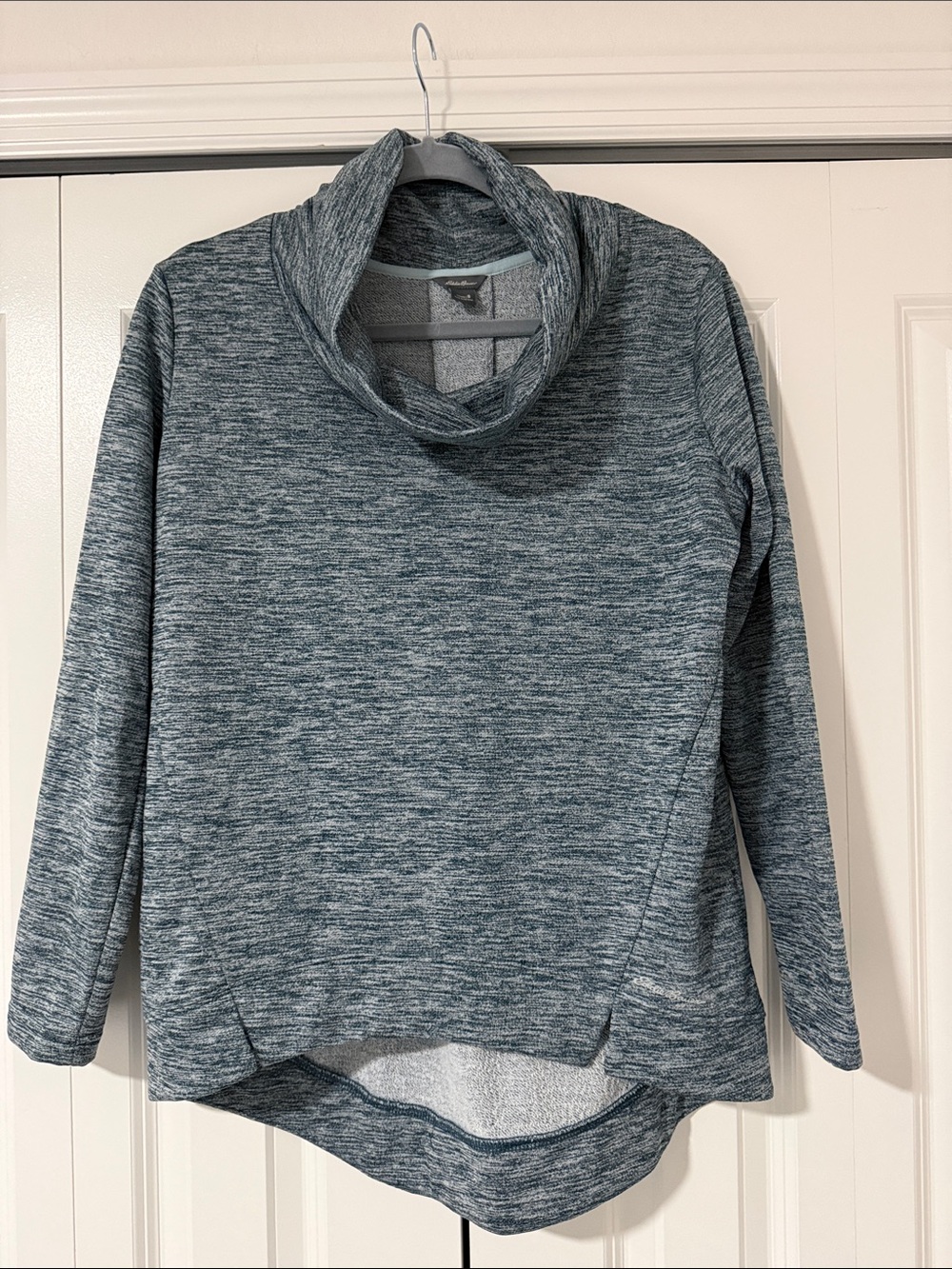 Eddie Bauer Blue Heathered Cowl Neck Sweater